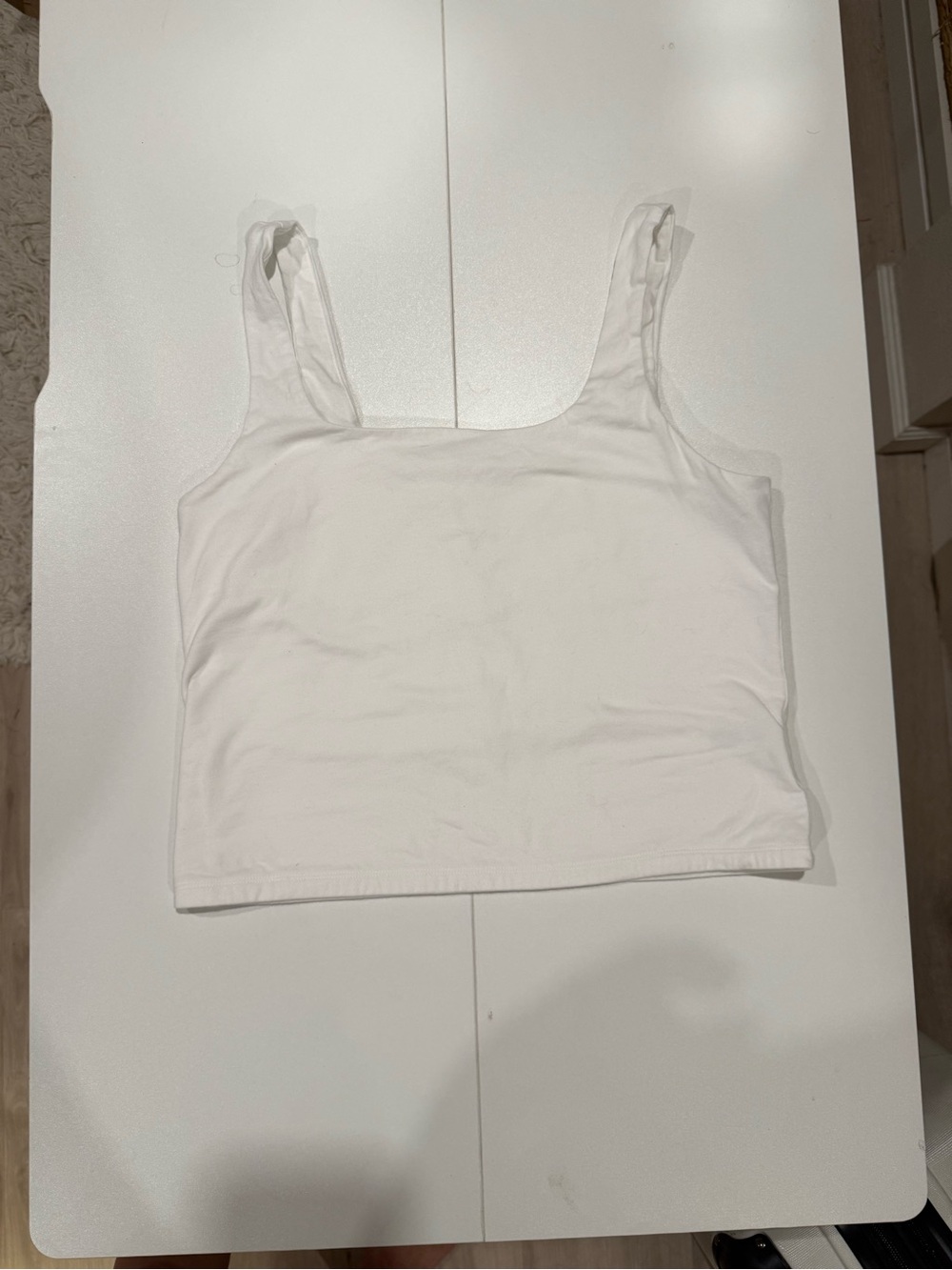 a new day White Square Neck Cropped Tank